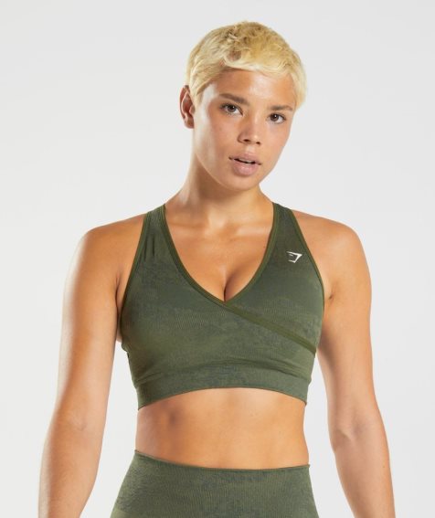 Staniki Sportowe Gymshark Adapt Camo Seamless Damskie Oliwkowe | PL 841QBD